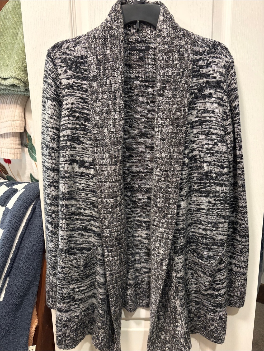 Apt. 9 Black & White Marled Open-Front Cardigan X-Large
